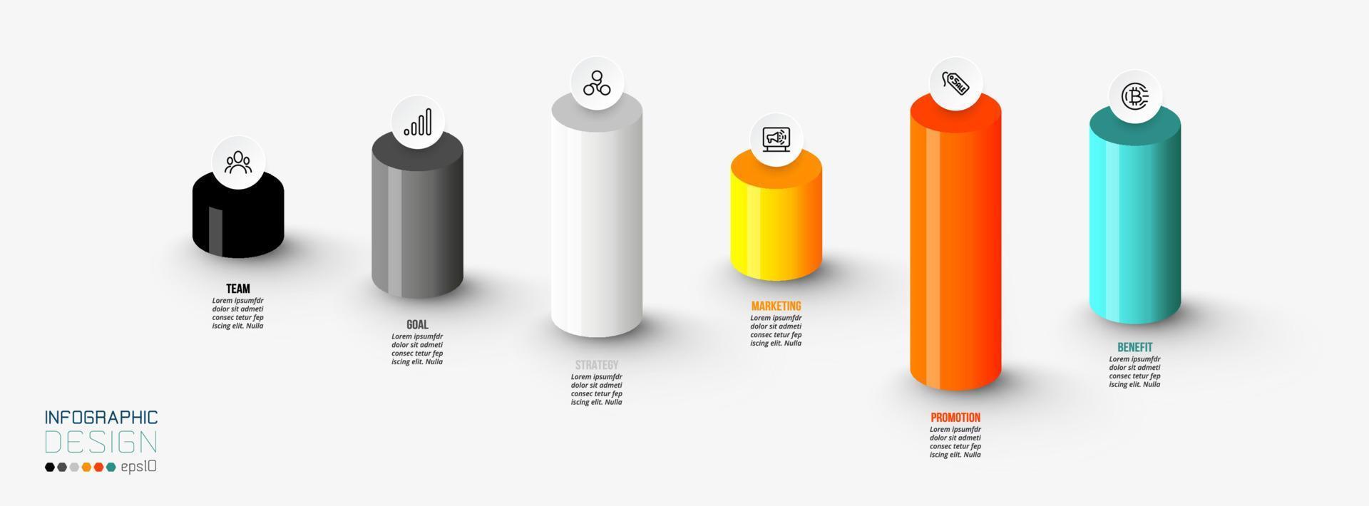 Business concept infographic template with chart. vector