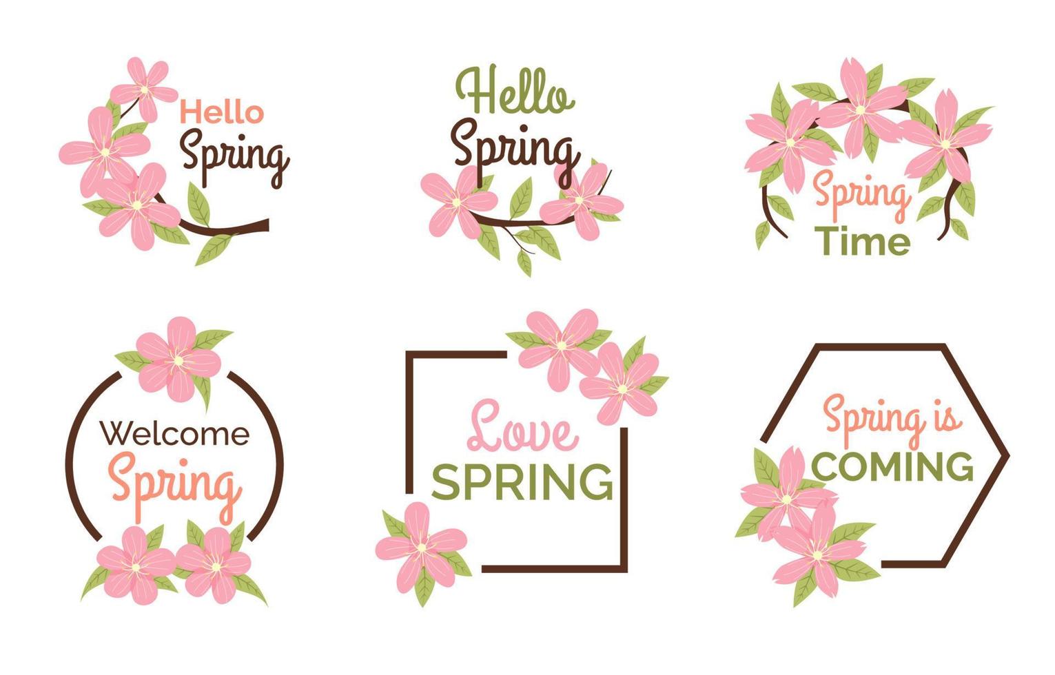 Cherry Blossom Spring Label Collection vector