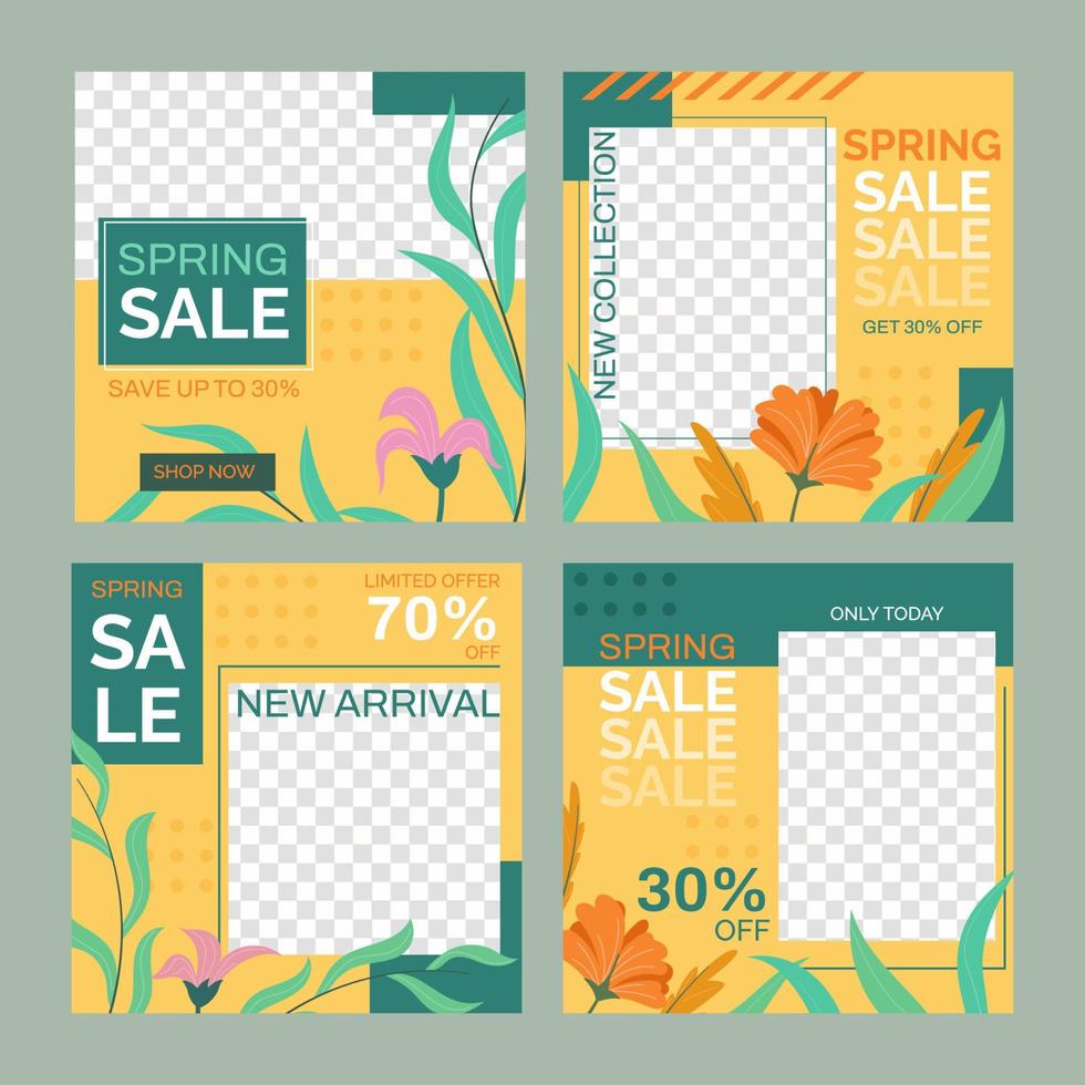 Spring Sale Social Media Post Template vector