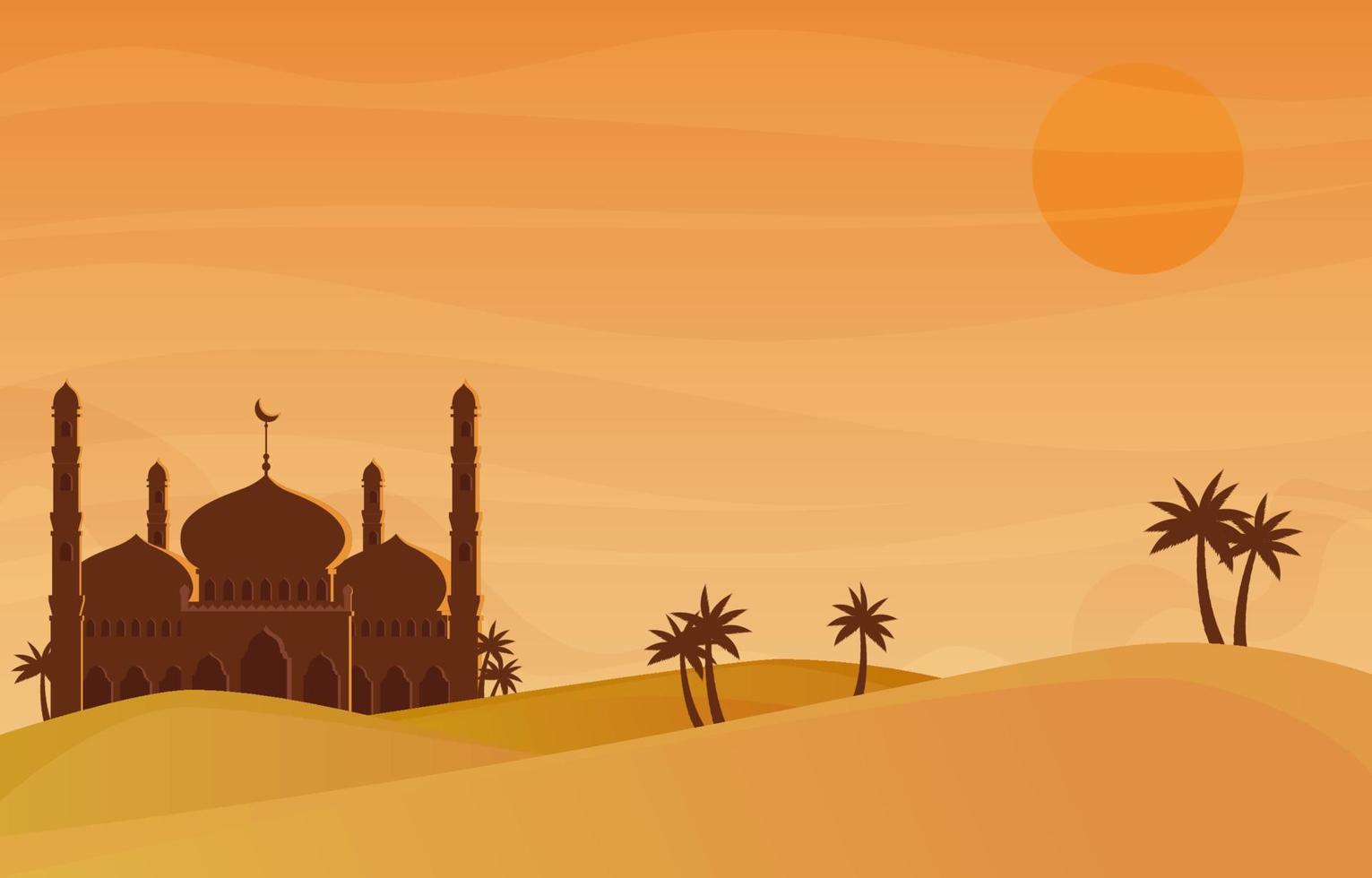 Mosque on The Desert Background vector