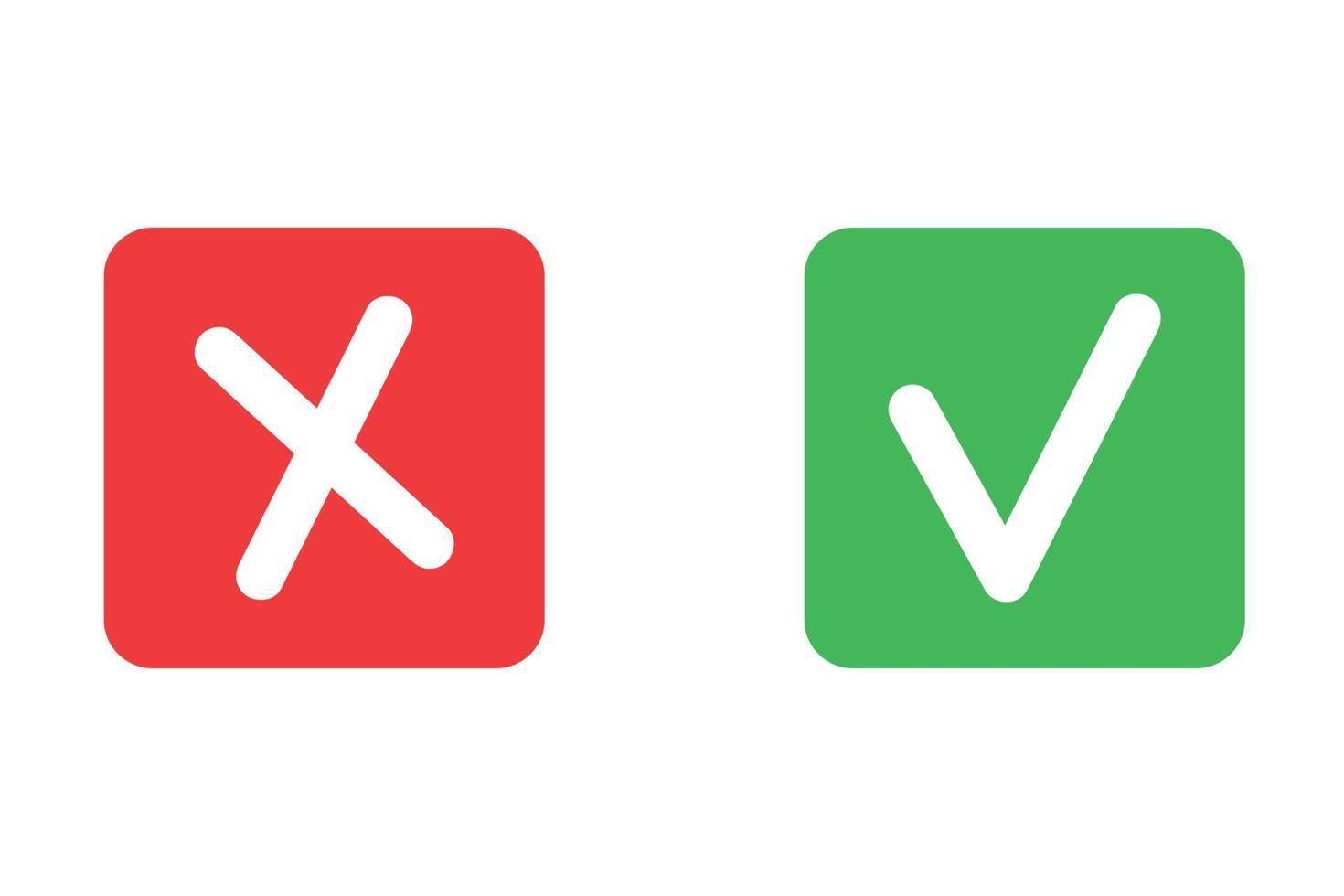 Checkmark and x mark icon for apps and websites. vector