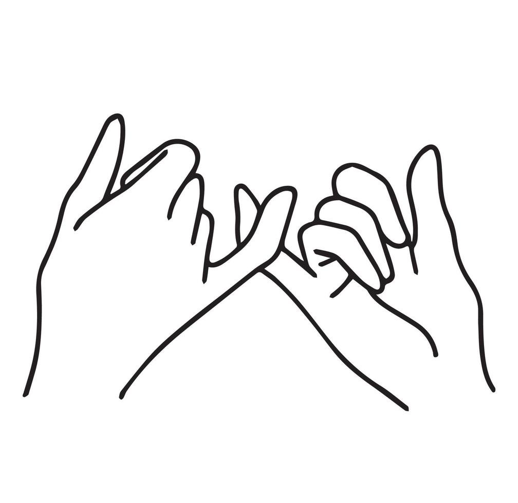Pinky promise holding fingers hand vector