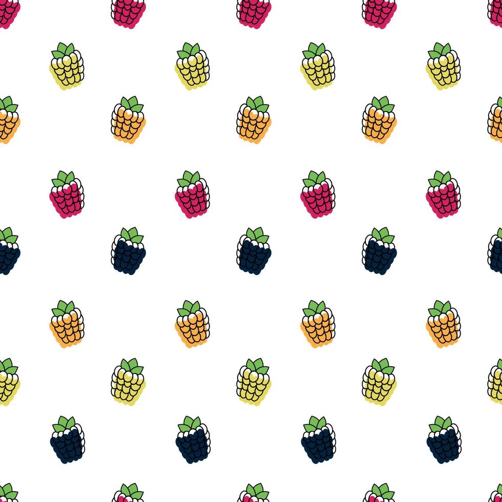 Blackberries and raspberries seamless pattern. Vector illustration