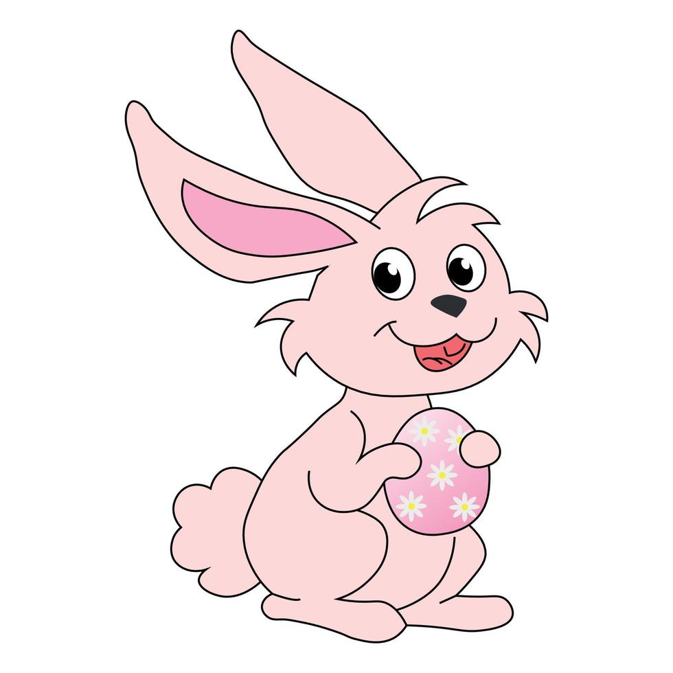 Cute rabbit carftoon holding easter egg vector