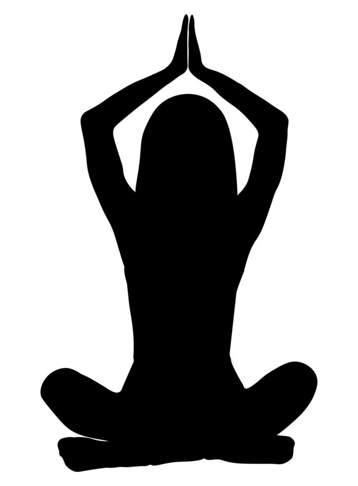 silhouettes  girl in a lotus pose. vector