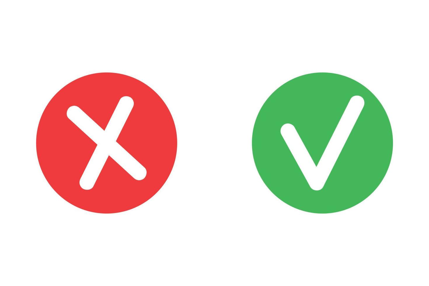Checkmark and x mark icon for apps and websites. vector