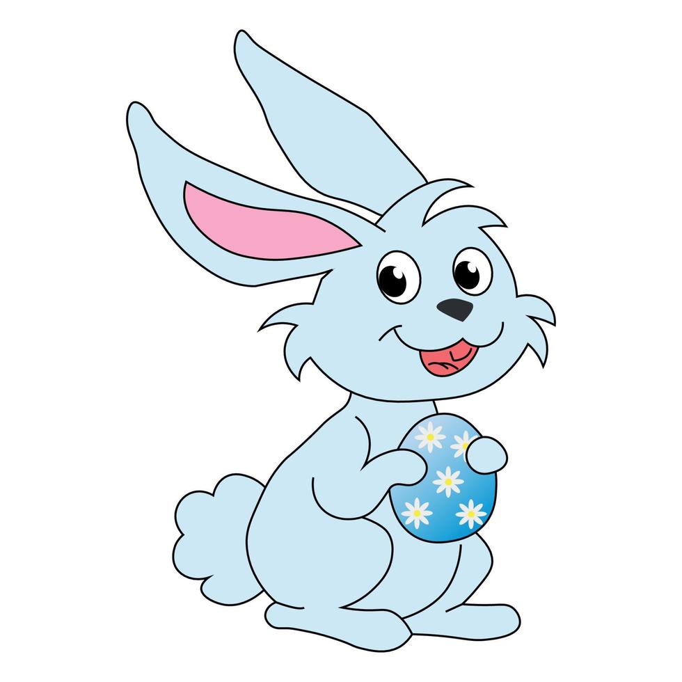 Cute rabbit carftoon holding easter egg vector