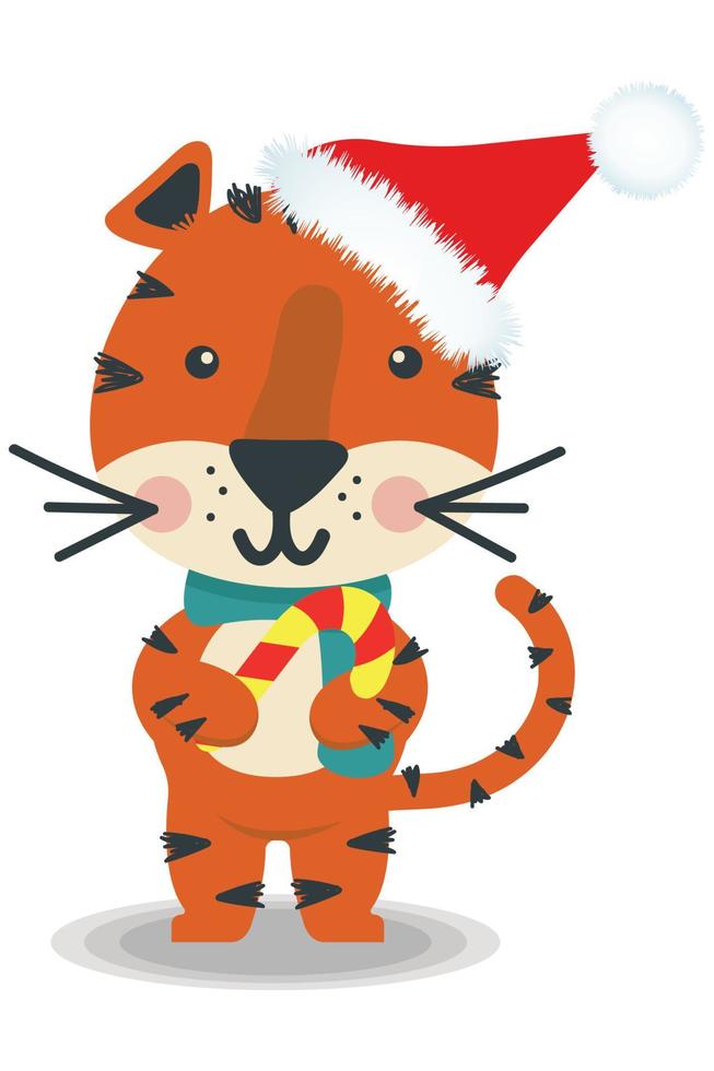 cute little tiger cartoon character design vector