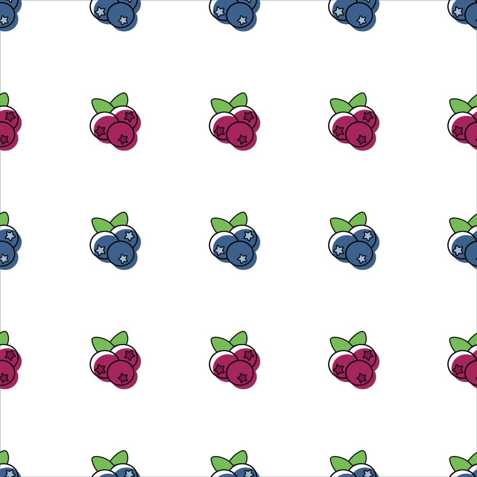 Cranberry and blueberry seamless pattern vector