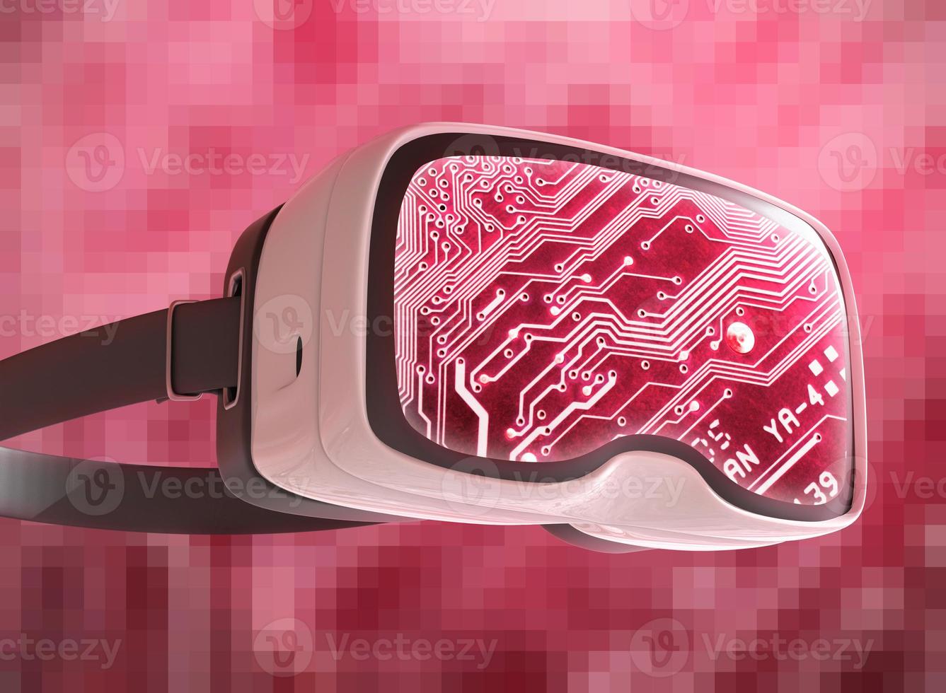 Virtual reality glasses, futuristic hacker, internet technology and network concept photo