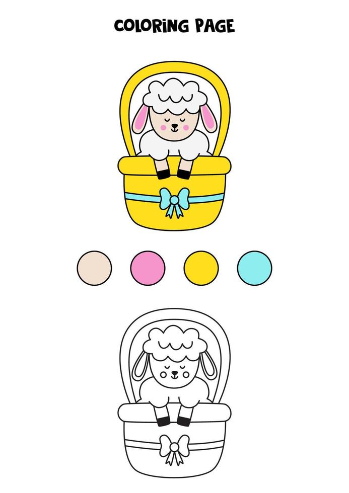 Color cute Easter sheep. Worksheet for kids. vector