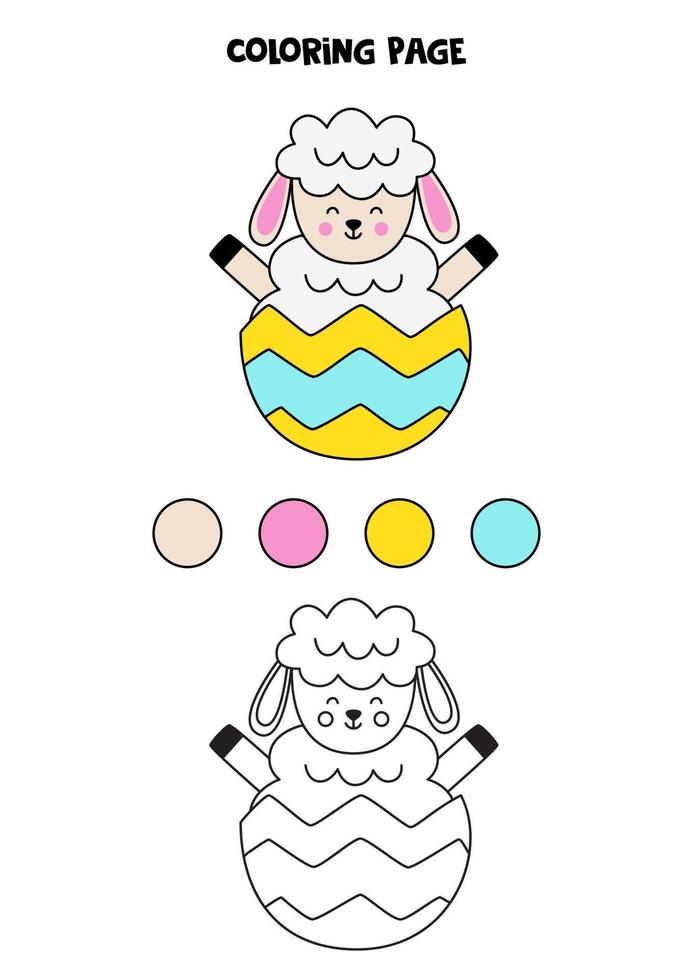 Color cute Easter sheep. Worksheet for kids. vector