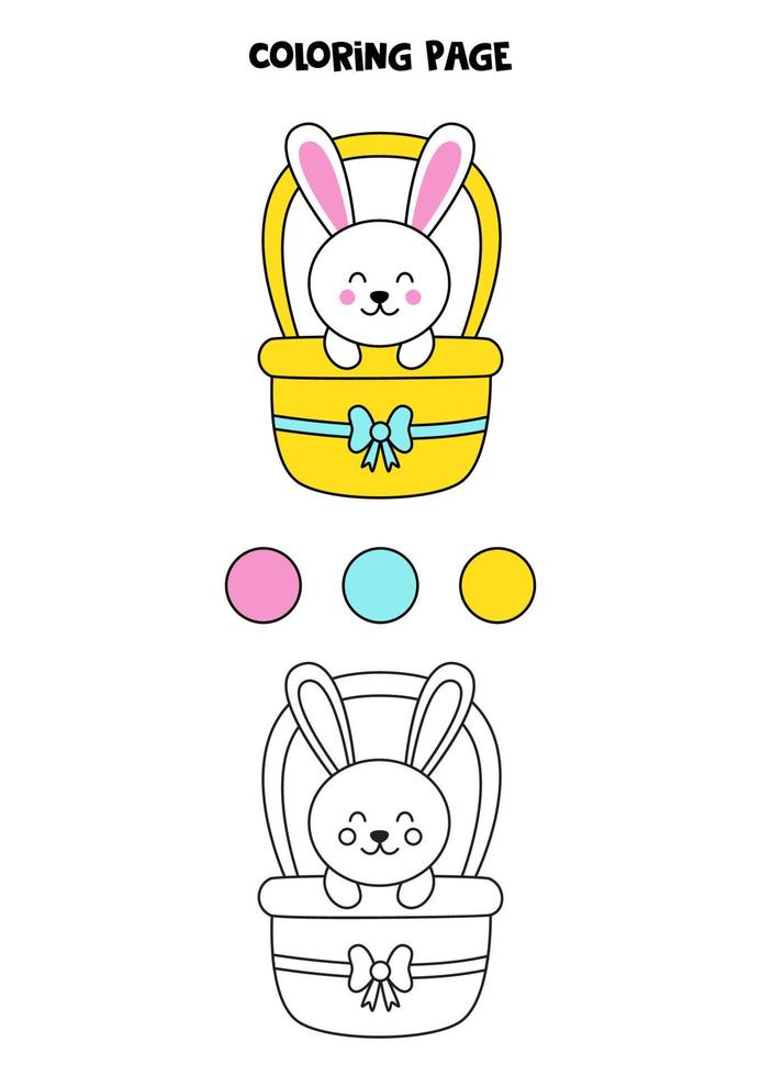 Color cute Easter bunny. Worksheet for kids. vector