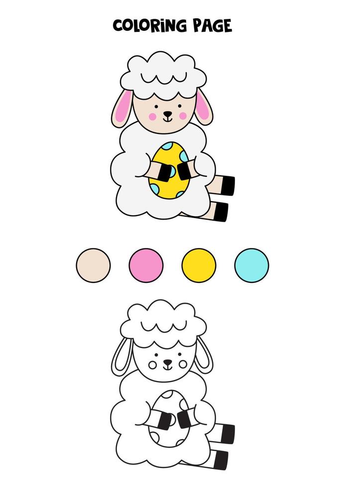 Color cute Easter sheep. Worksheet for kids. vector