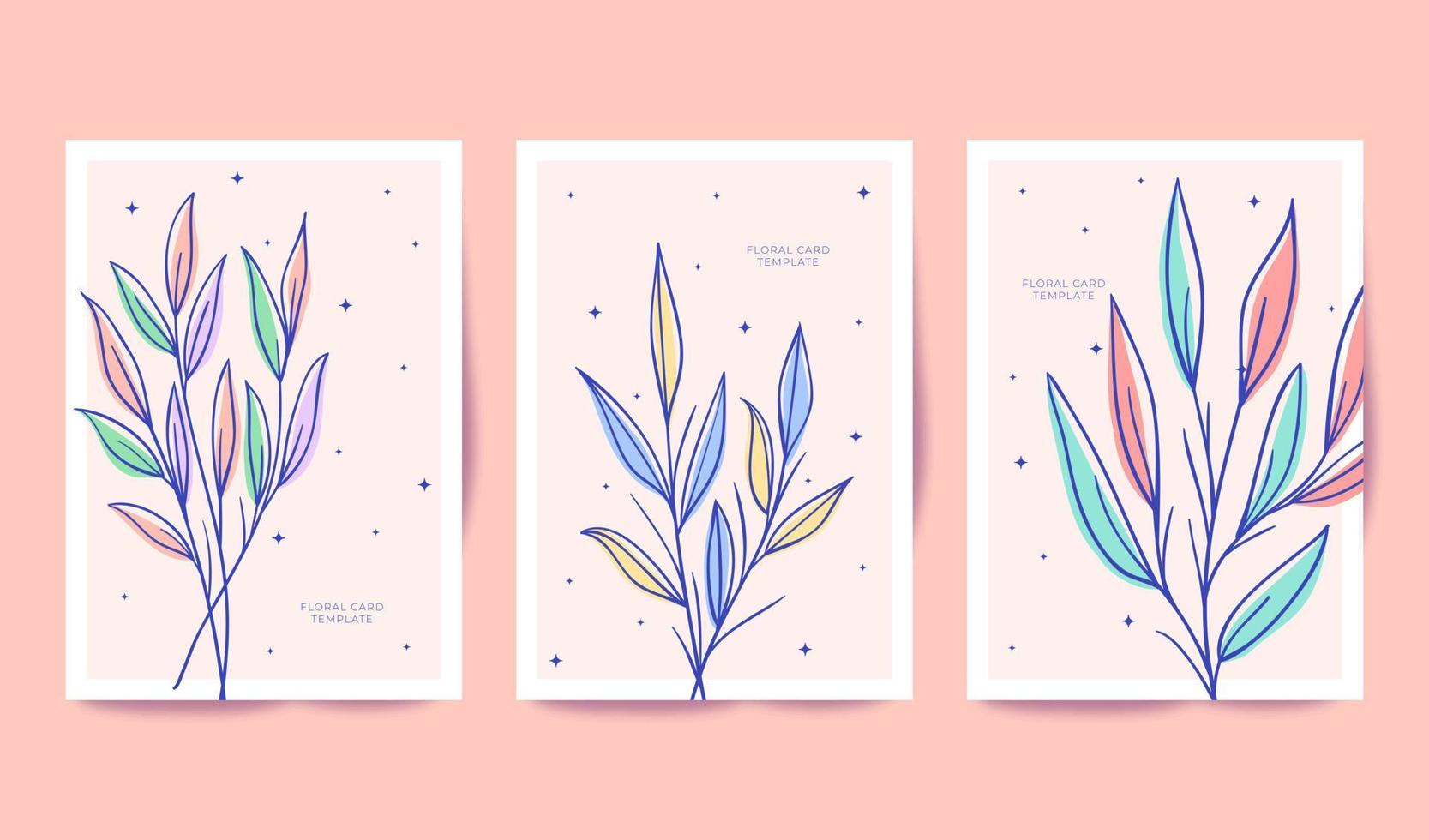 Beautiful hand drawn floral cards collection vector