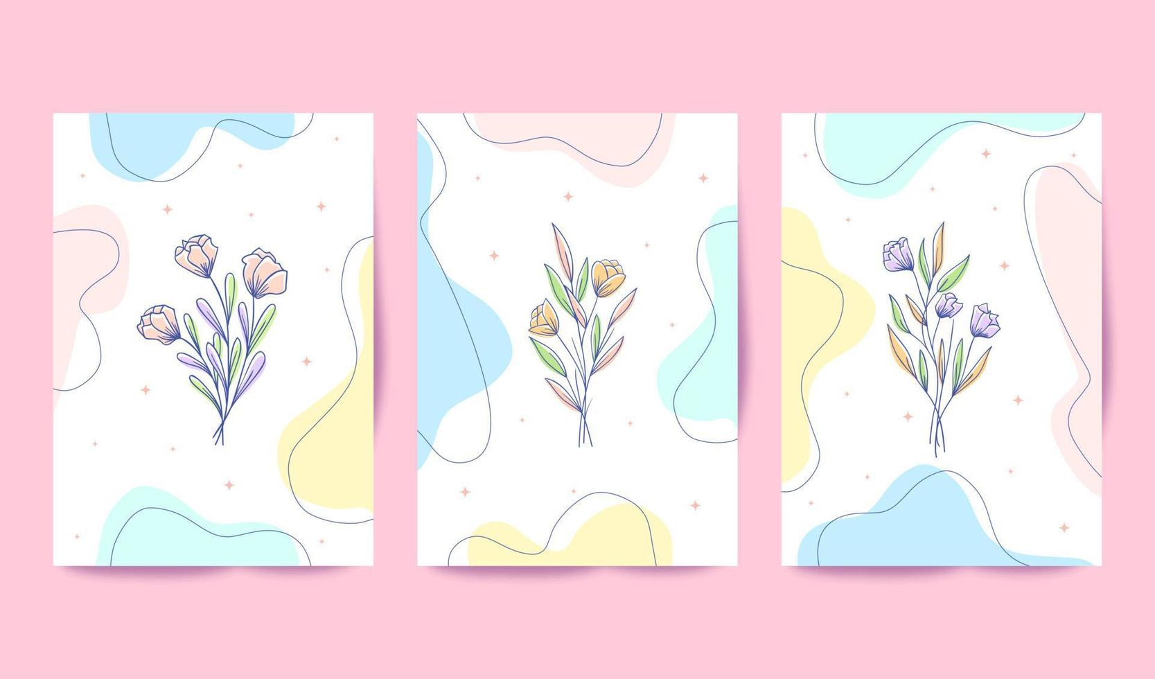 Beautiful and colorful floral cards template vector