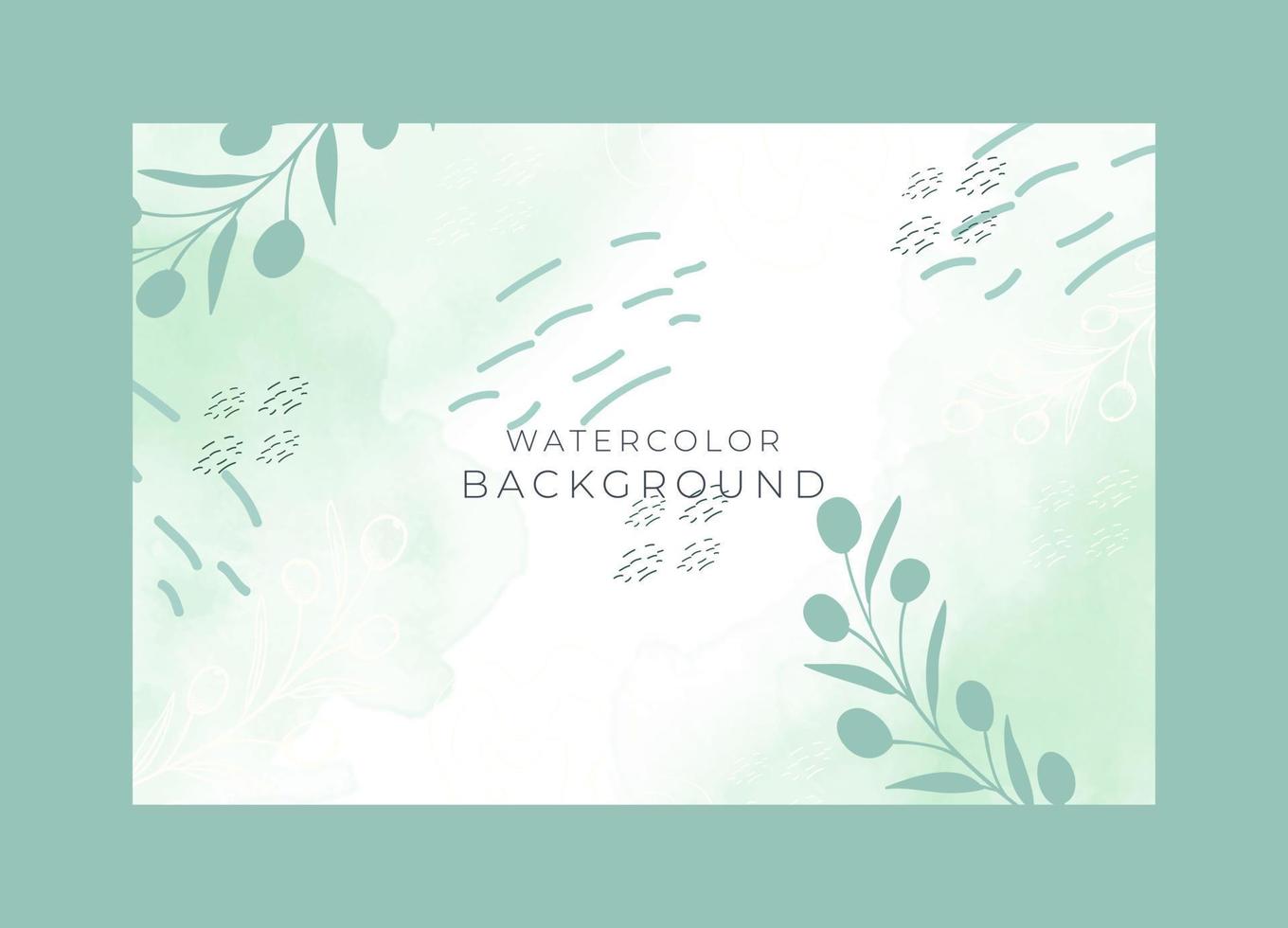 Hand painted green watercolor background template vector