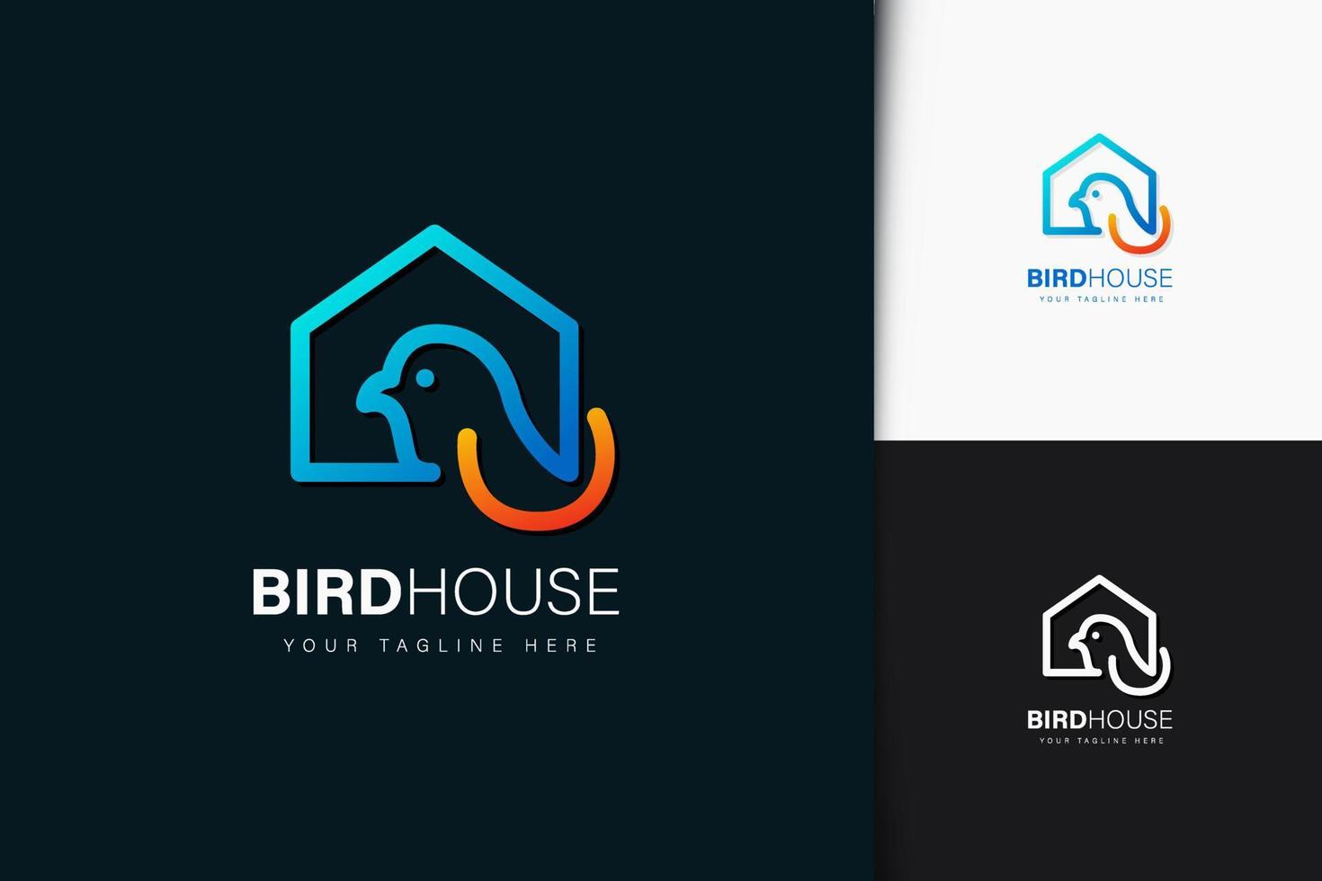 Bird house logo design with gradient vector