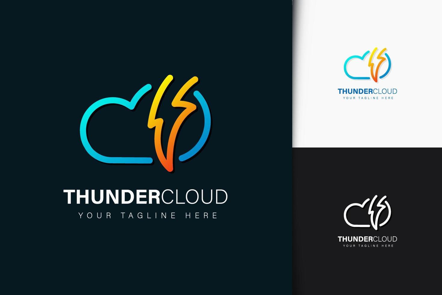 Thunder cloud logo design with gradient vector