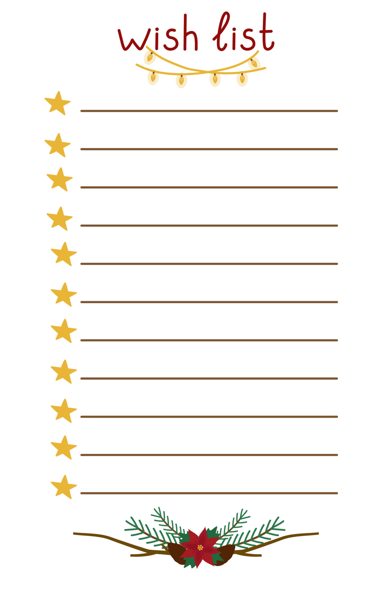 A wish list, a Christmas and New Year's page template. With a garland, stars and branches of a fir tree. Vector illustration isolated on a white background 6084520 Vector Art at Vecteezy