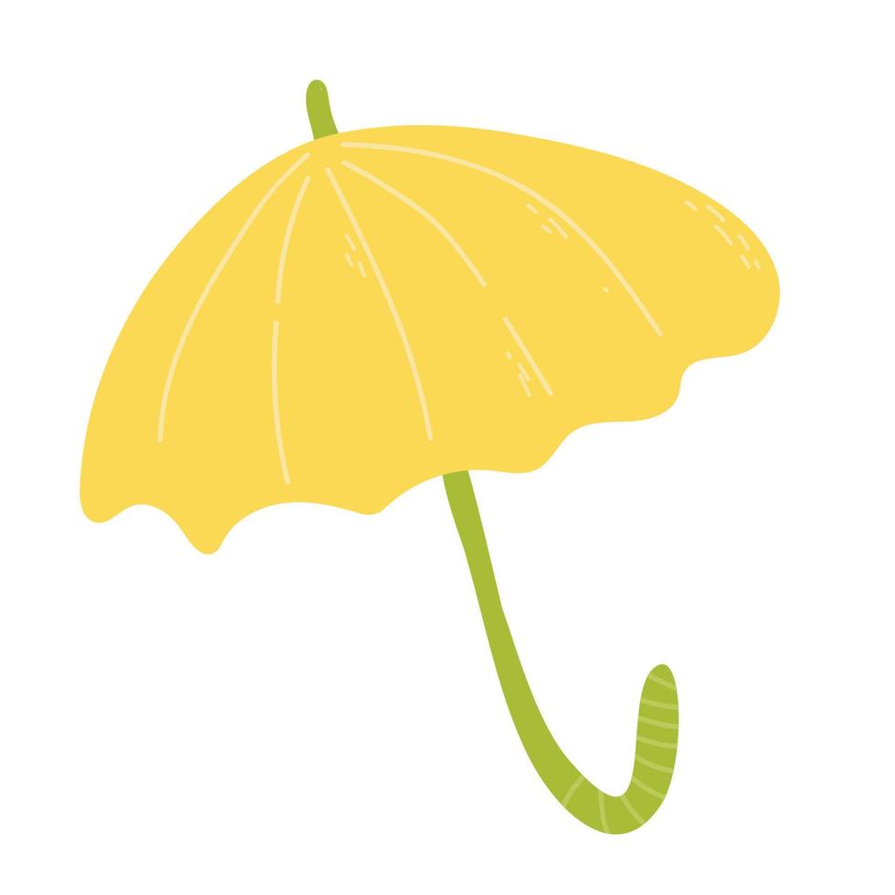 yellow umbrella. Vector icon umbrella rain protection on cartoon style on white isolated background.