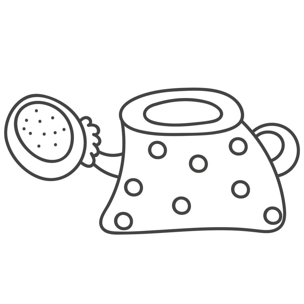Detailed colorful watering can. in hand drawn doodle style vector