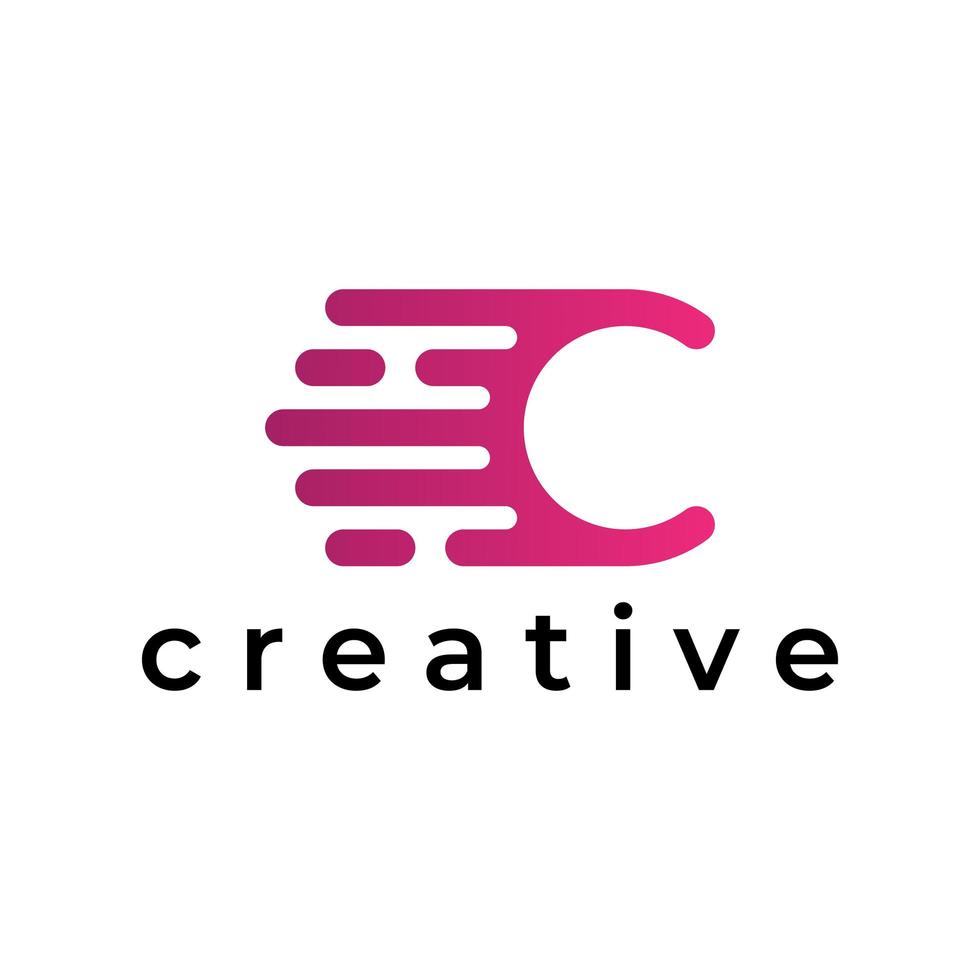 letter C fast creative logo design vector