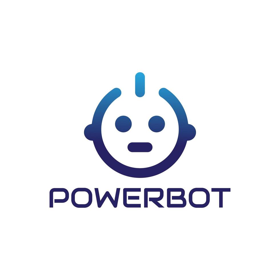 power bot technology logo design vector