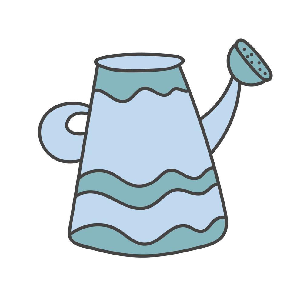 Detailed colorful watering can. in hand drawn doodle style vector