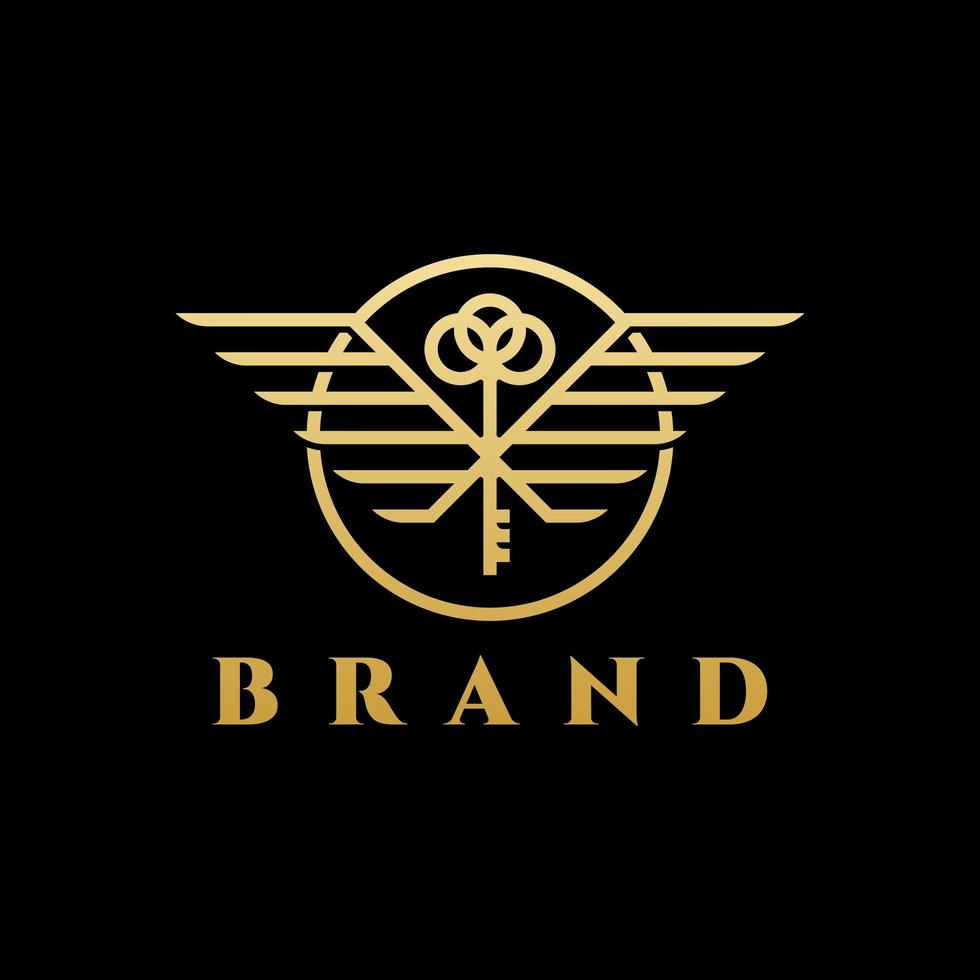 luxury fly key logo design vector