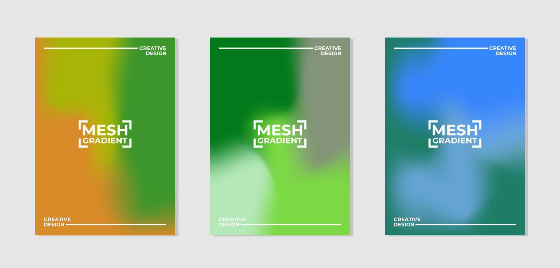 Vector set of cover designs with mesh gradient colors. Templates collection for banner, brochure, poster, flyer, card, etc in A4.