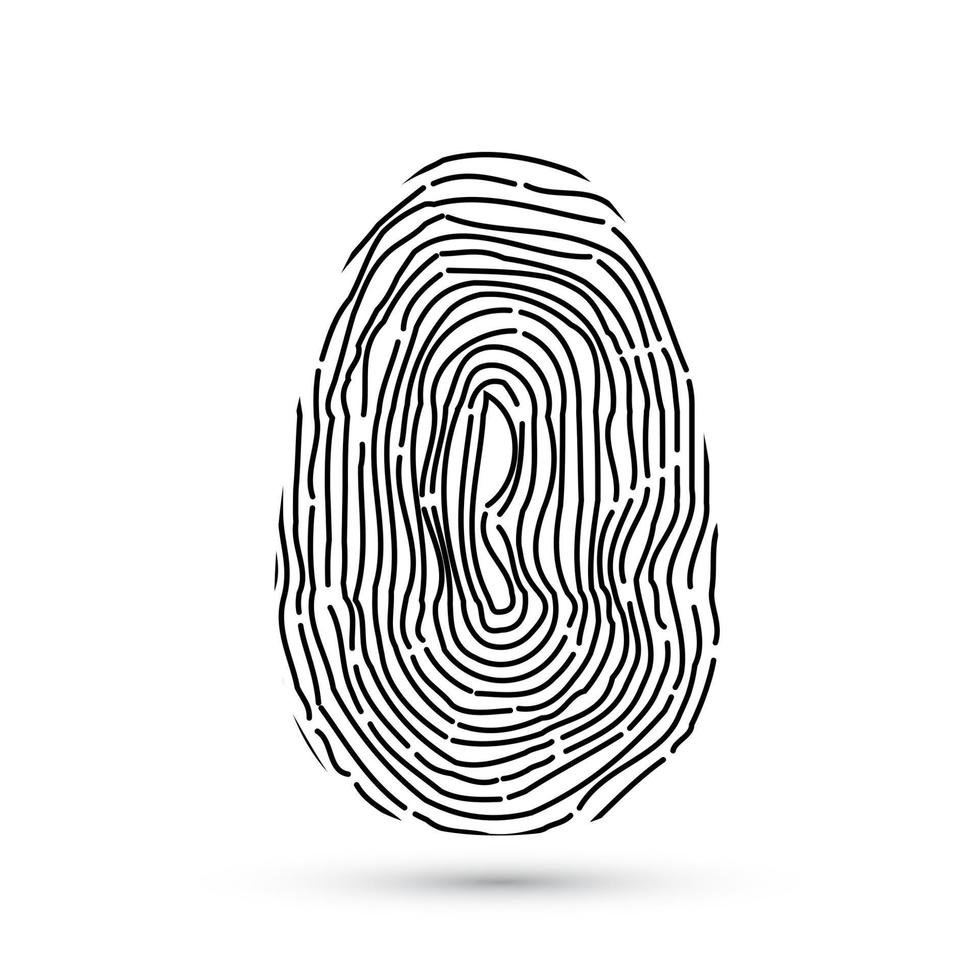 Fingerprint icon isolated on write with shadow. vector