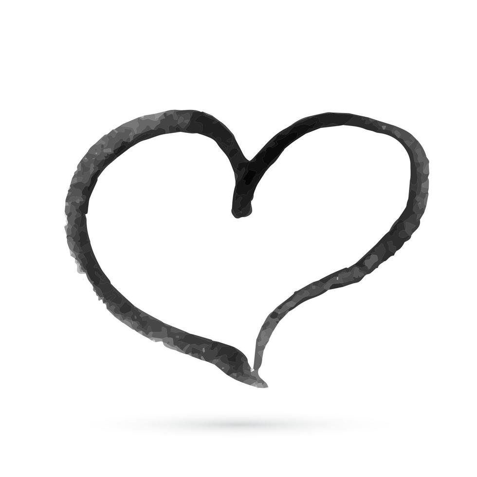 Hand drawn heart. Textured halftone brush stroke. Grunge heart shape painted in watercolor. Valentines day sign. Love symbol. vector