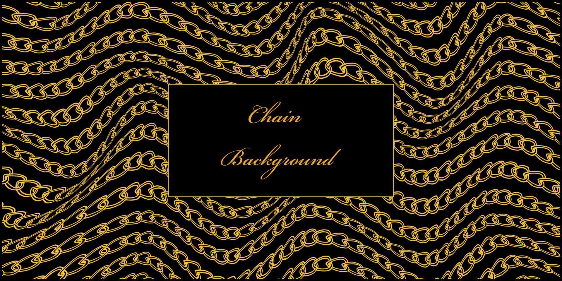 Decorative frame with golden chains on a black background. Elegant design for your inscription .Vector vector