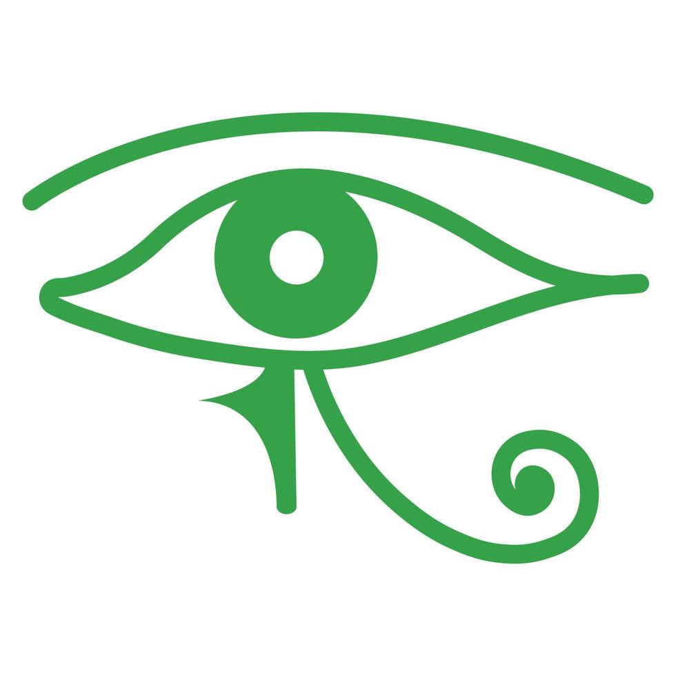 Green Egyptian eye, flat vector, isolated on white background vector