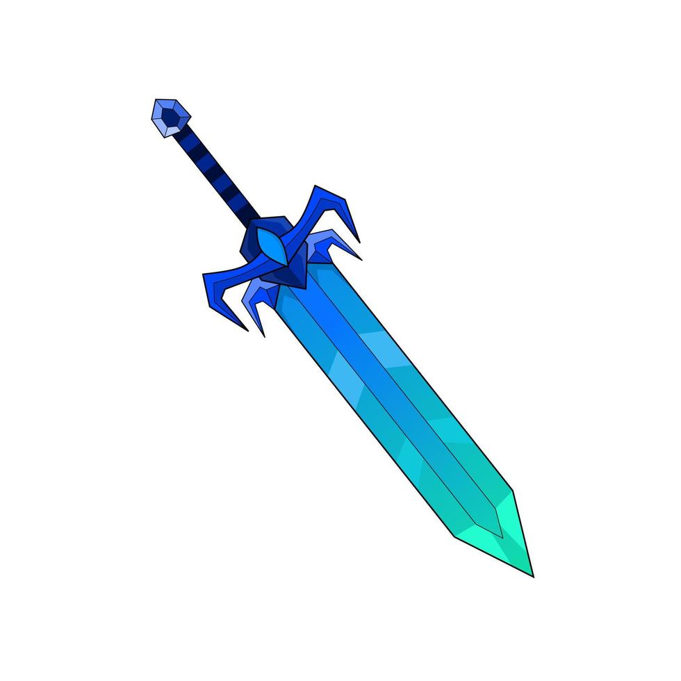 Vector fantasy sword crystals sword design