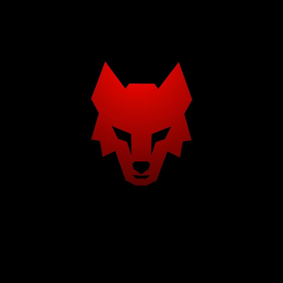 Template logo design head face wolf red color and black background vector