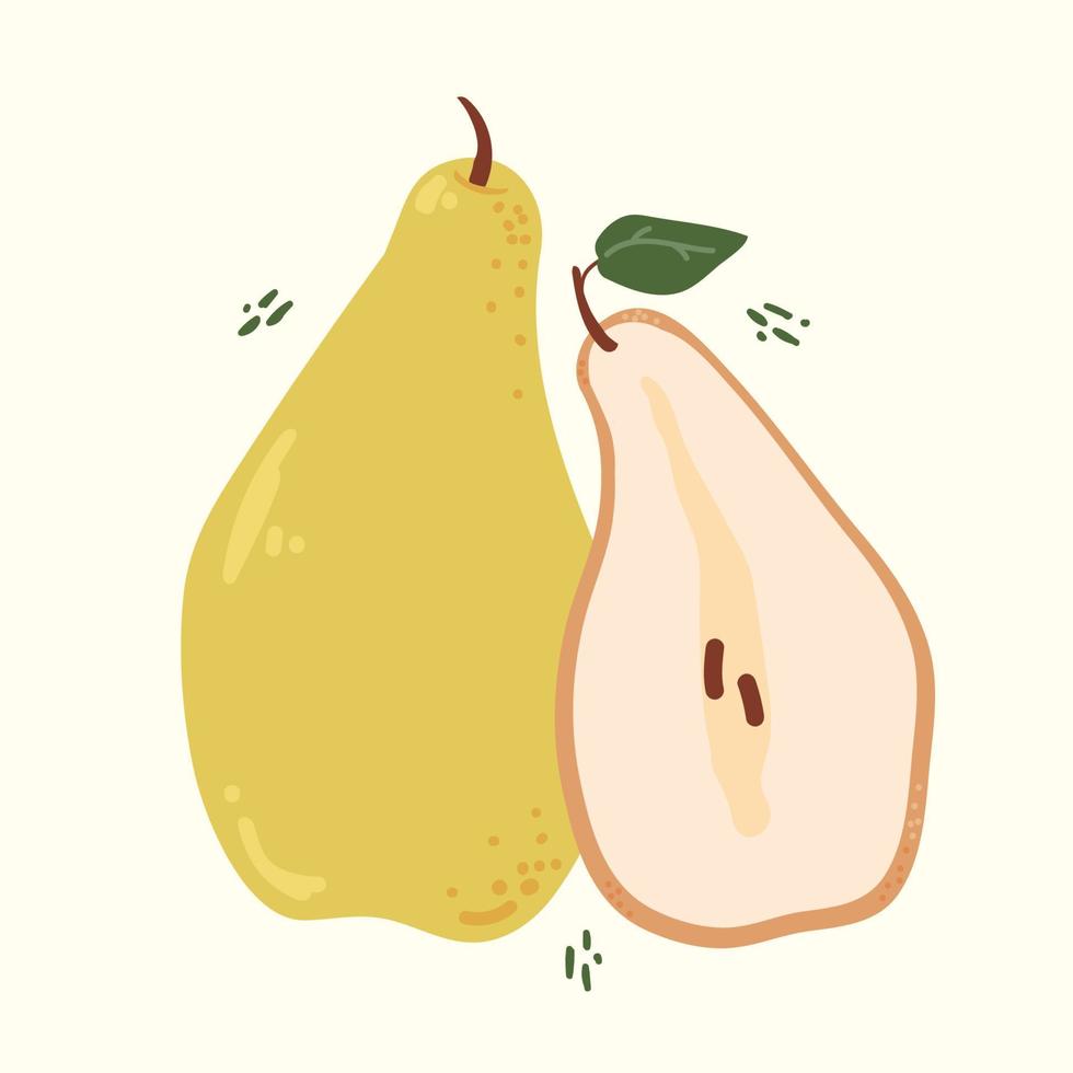Modern pear in hand drawn style. Vector illustration