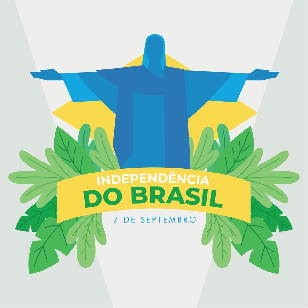 vector de estatua del cristo redentor del cartel del día de la independencia de brasil