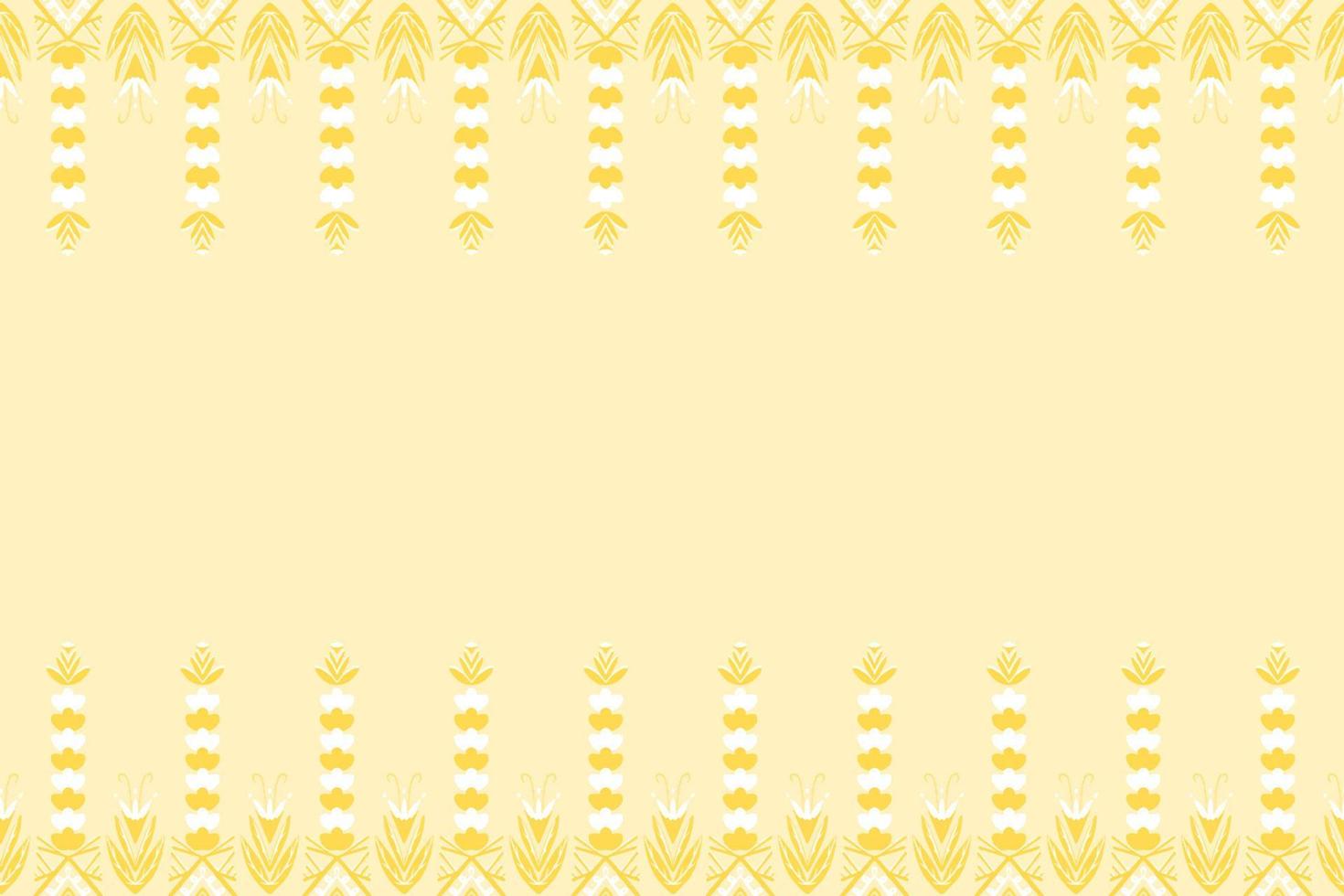 Yellow and White Flower on Ivory. Geometric ethnic oriental pattern traditional Design for background,carpet,wallpaper,clothing,wrapping,Batik,fabric, vector illustration embroidery style