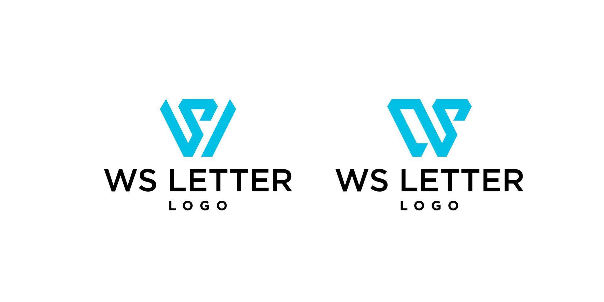 Letter W S monogram tech logo design with business card template. vector