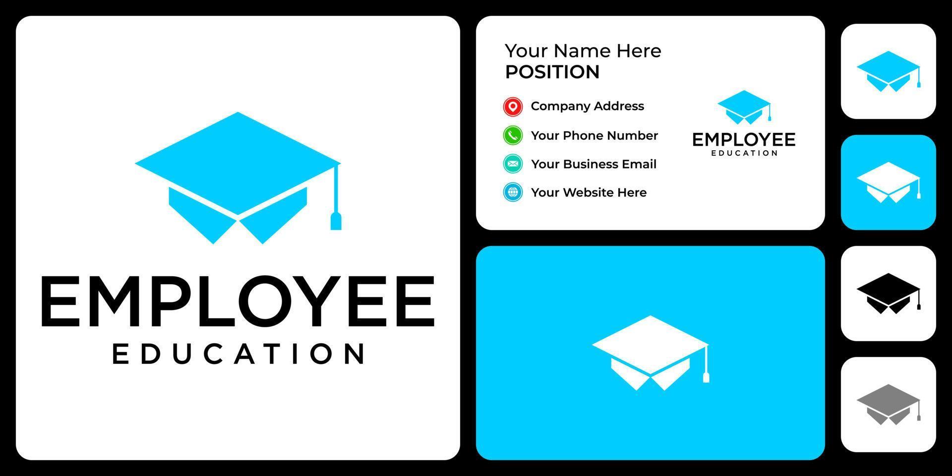 Employee education logo design with business card template. vector