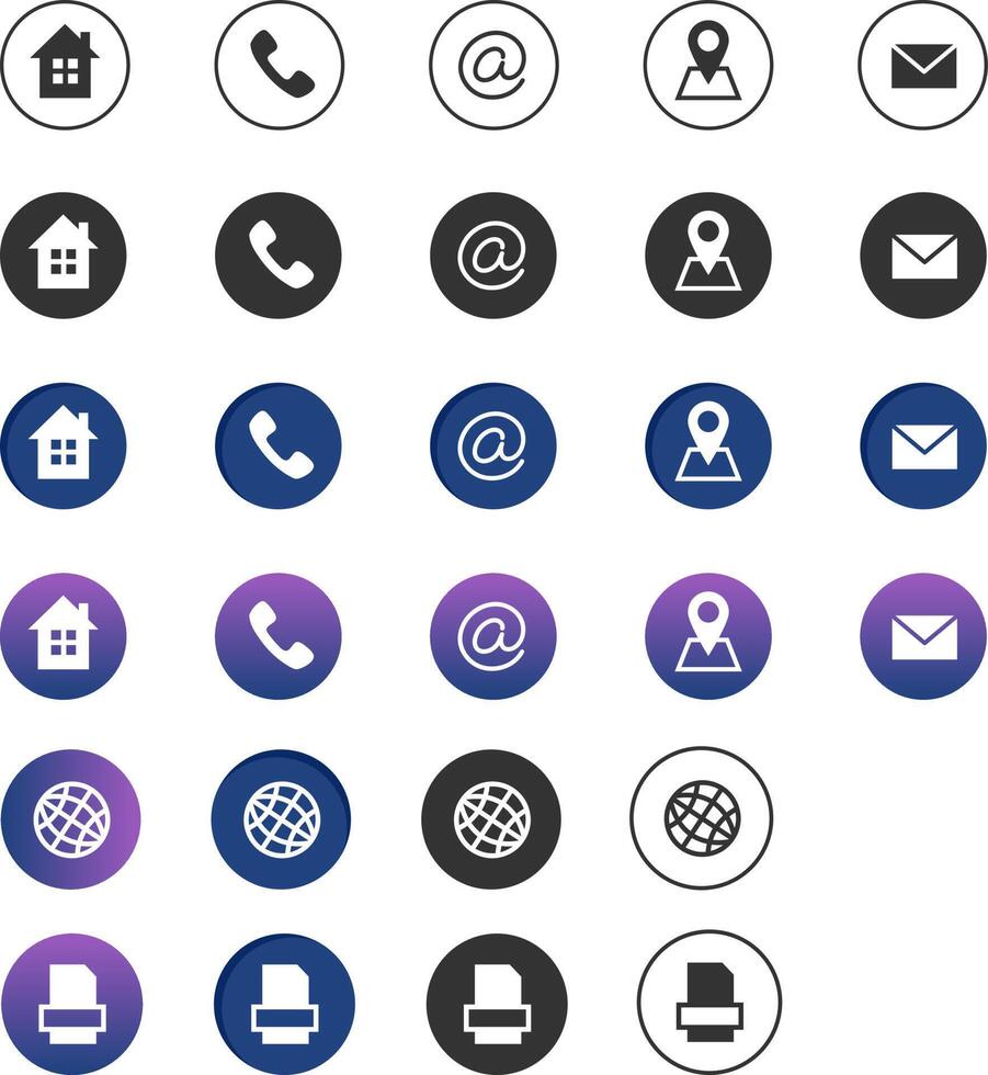 Contact icons symbols collection vector