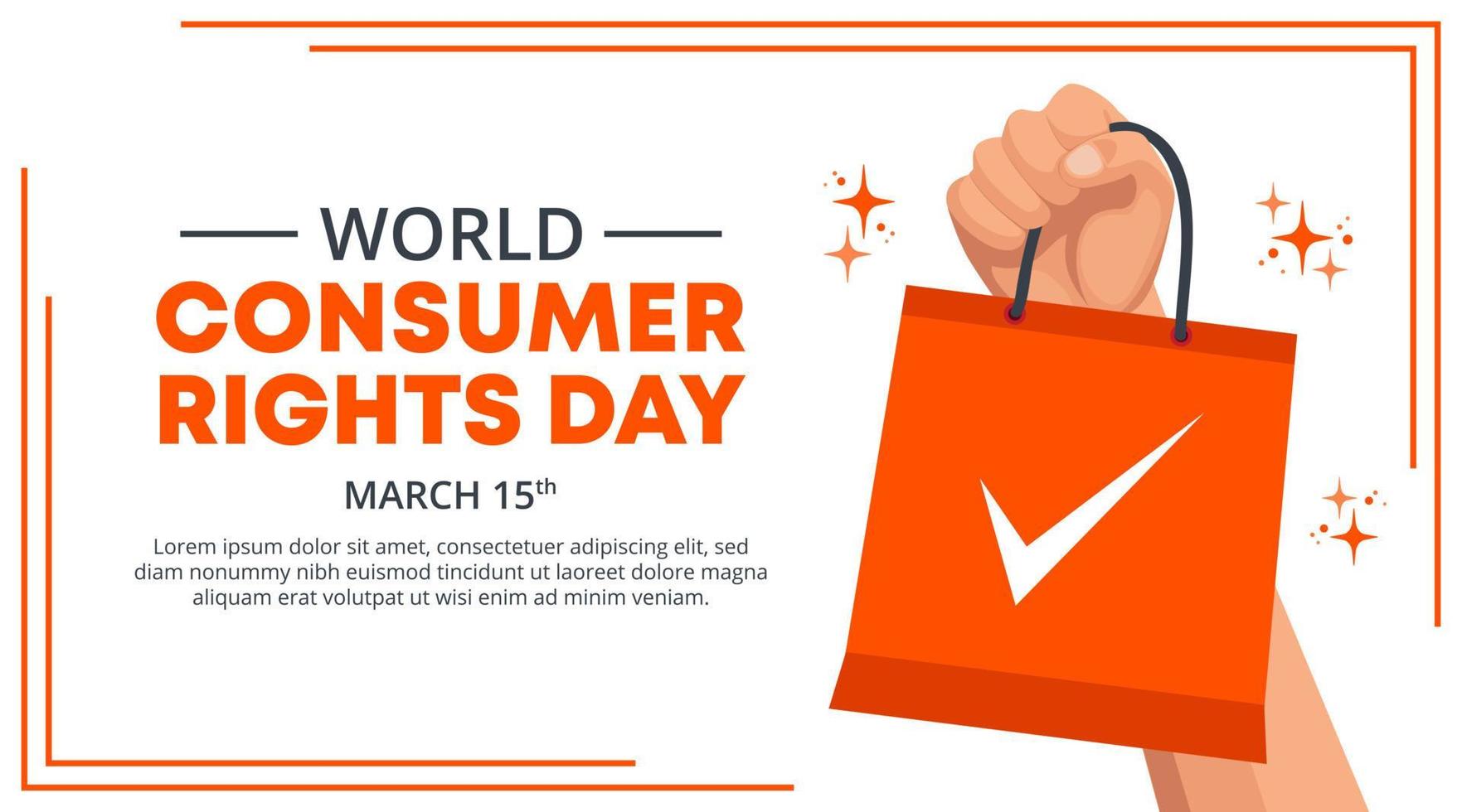 World consumer rights day design with a hand holding a shopping bag vector