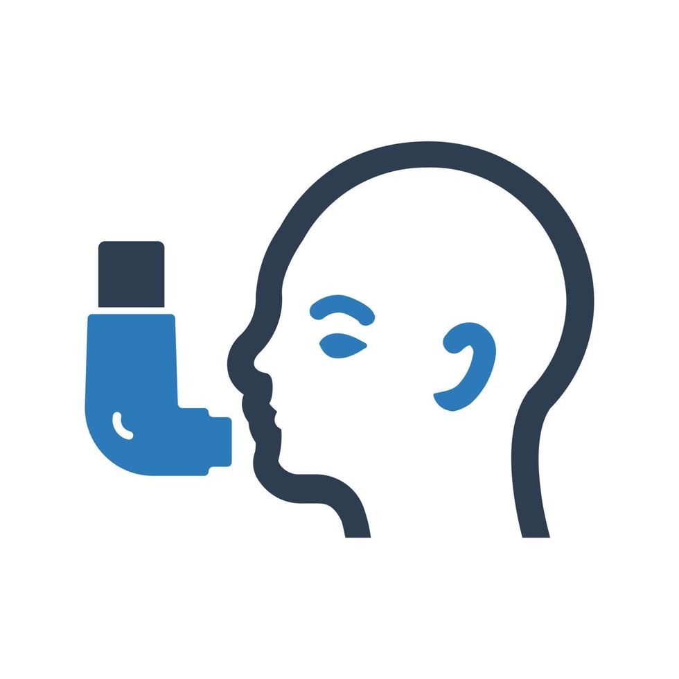 icono de hombre e inhalador. icono de vector sobre fondo blanco