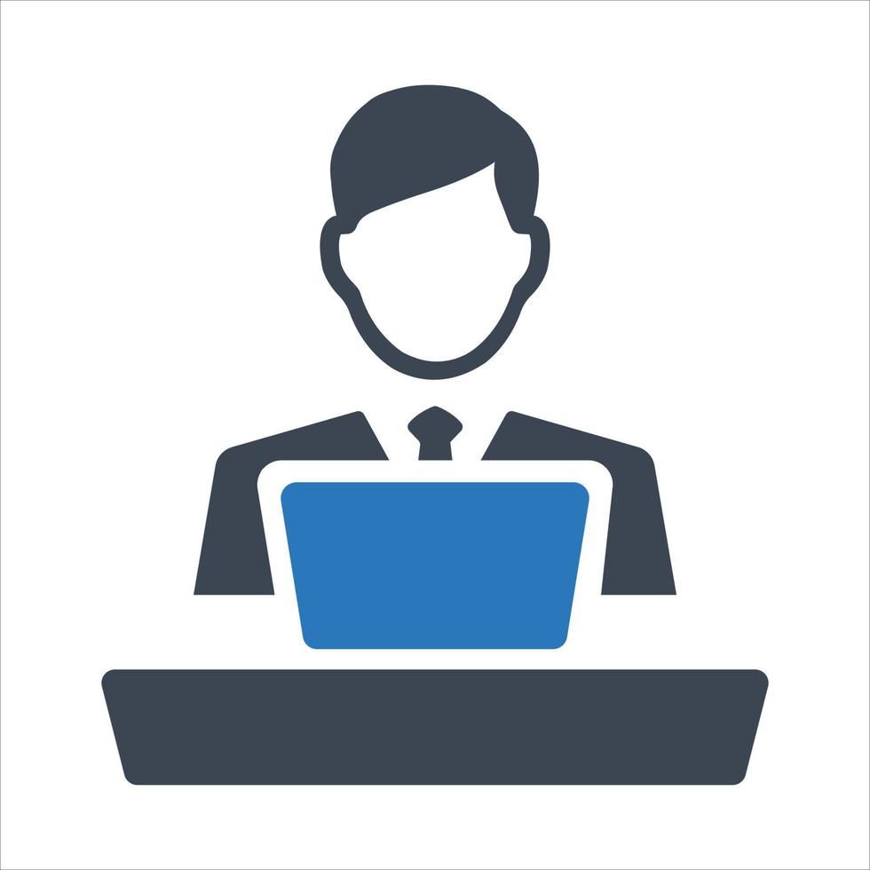 Typing on laptop icon on white background vector