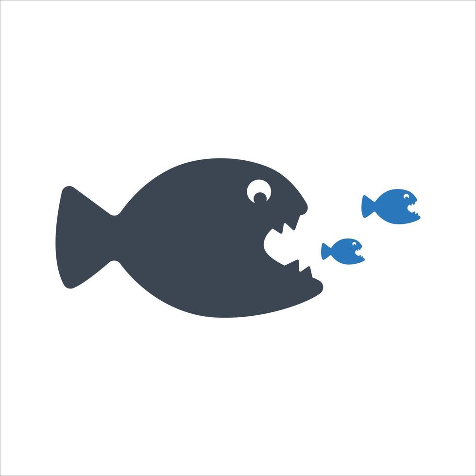 Business Competition, Big fish, eliminate rivalries icon vector
