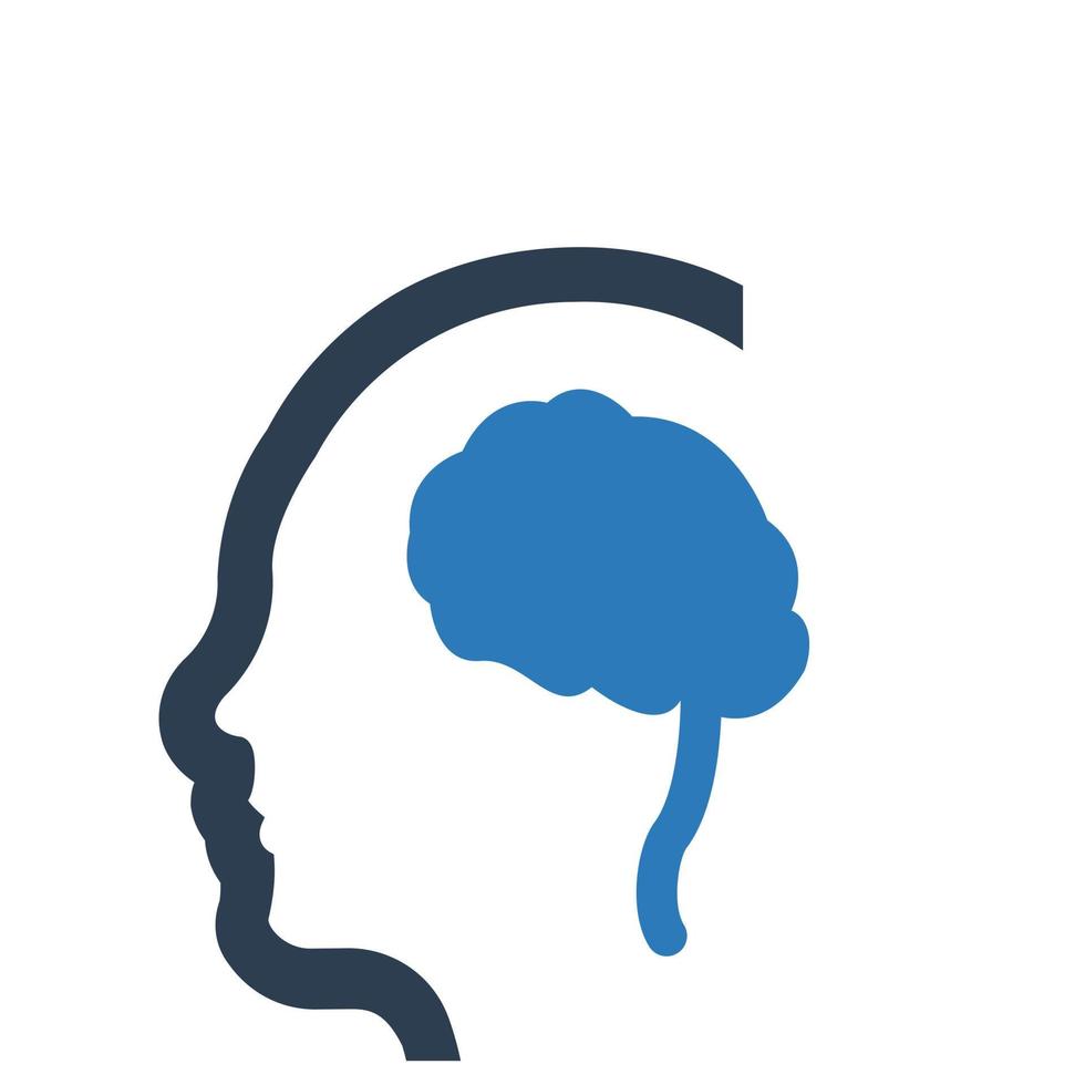 Human brain icon white background. vector