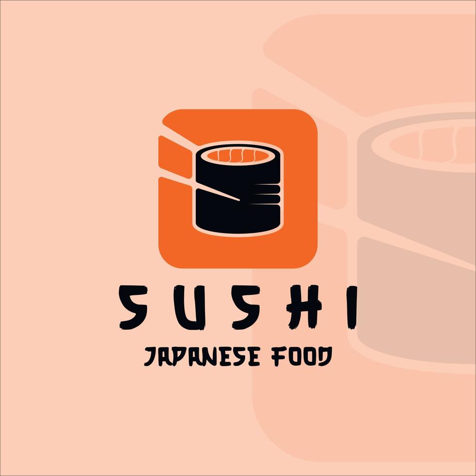 sushi con diseño gráfico del icono de la plantilla de la ilustración del vector del logotipo del palillo. signo o símbolo de rollo de comida japonesa para negocios