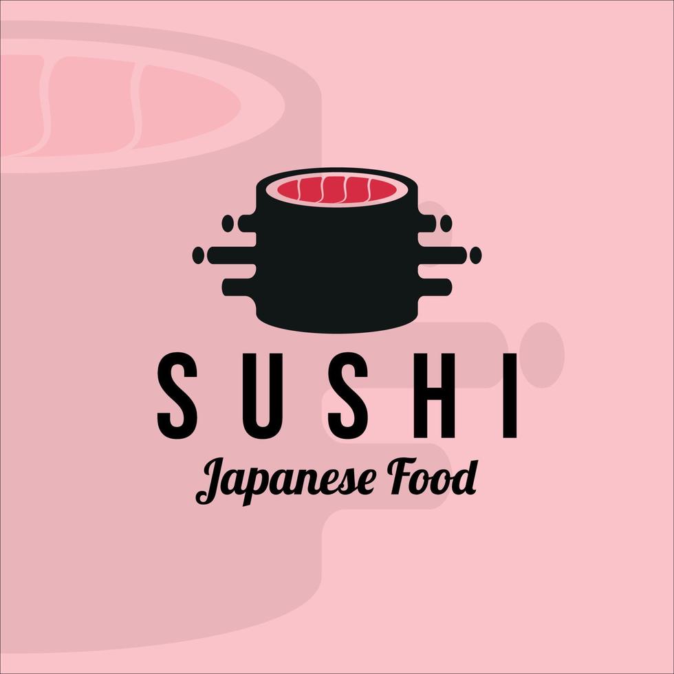 rollo sushi logo vector ilustración plantilla icono diseño gráfico. signo o símbolo de comida japonesa para restaurante y café de negocios